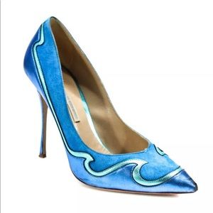 Nicholas Kirkwood Blue Ocean Suede Pumps Size 7